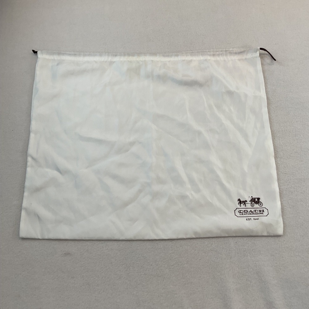 Coach White Satin Large Handbag Dust Bag Horse and Carriage Logo 23.5x18.5